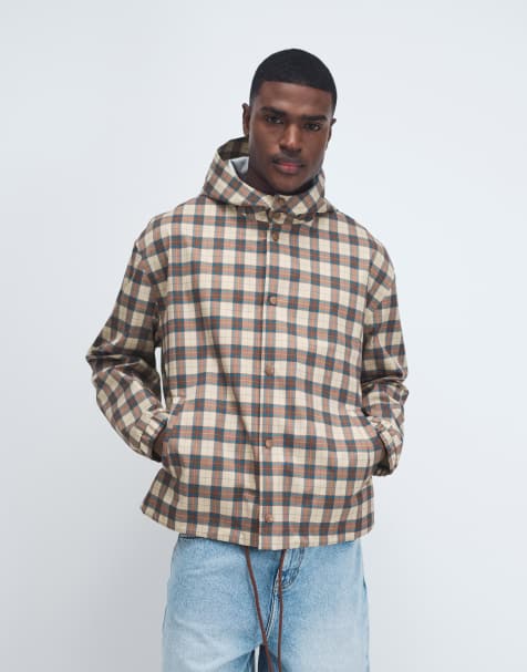 ASOS DESIGN stormMAX™ waterproof oversized raincoat in check - view 1