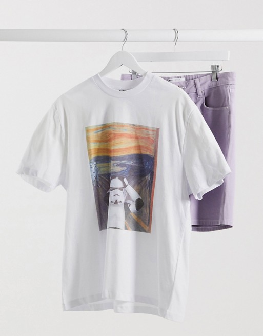 ASOS DESIGN Stormtrooper ' The Scream' t-shirt with front print in white