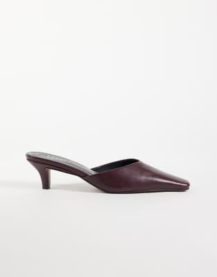 Asos Design Stormy Chisel Toe Heeled Mules In Burgundy