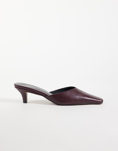ASOS DESIGN Stormy chisel toe heeled mules in plum - view 1