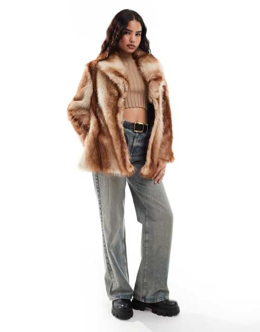 ASOS DESIGN - STR - Cappotto in pelliccia sintetica stile vintage marrone, 4 di 4