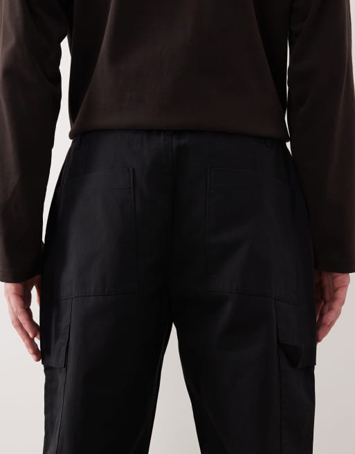 ASOS DESIGN straight cargo pants in black, 4 of 5