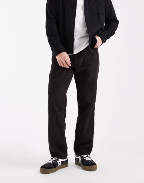 ASOS DESIGN straight cargo pants in brown corduroy - view 1
