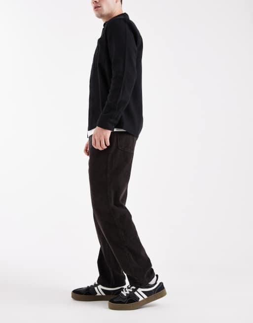 ASOS DESIGN straight cargo pants in brown corduroy, 3 of 5