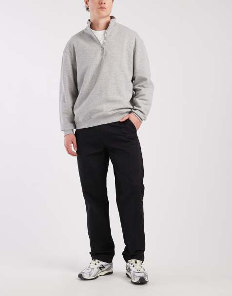 ASOS DESIGN straight cargo pants in slubby twill in black - view 1