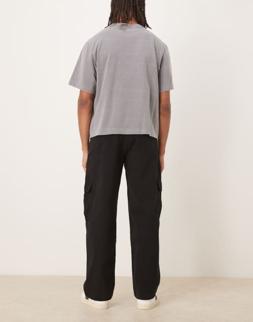 ASOS DESIGN straight cargos in black, 3 of 5