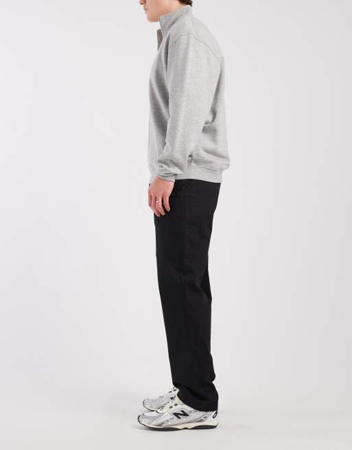ASOS DESIGN straight cargos in slubby twill in black, 3 of 5