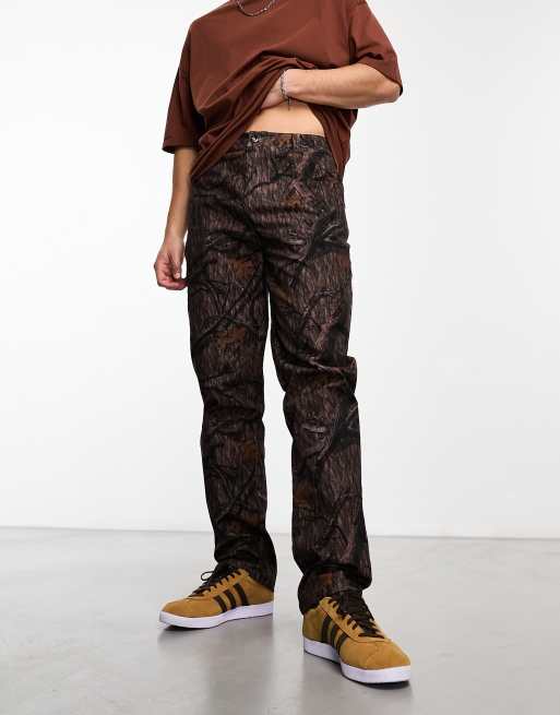 ASOS DESIGN straight chino in brown camo print ASOS