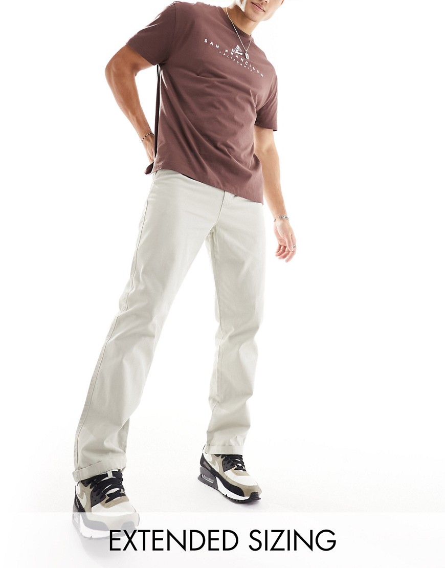 Asos Design Straight Chino In Washed Light Gray