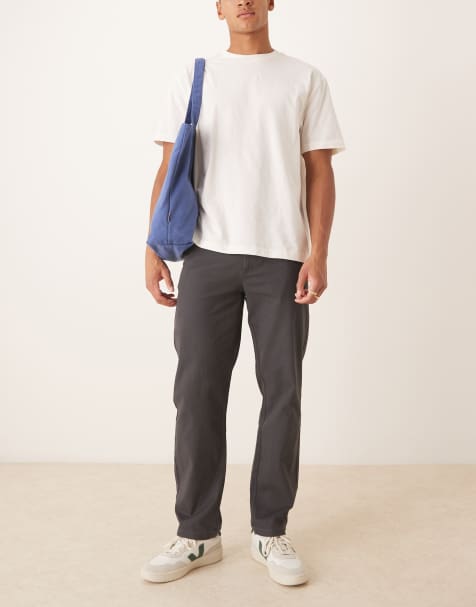 ASOS DESIGN straight chinos in charcoal - view 1
