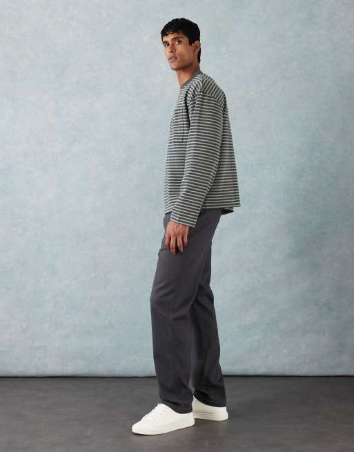 ASOS DESIGN straight chinos in charcoal