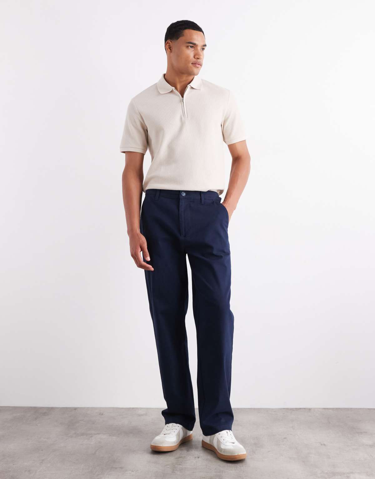 ASOS DESIGN straight chinos in navy