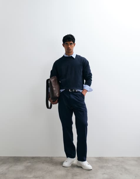 ASOS DESIGN straight chinos in navy