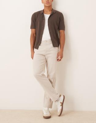 ASOS DESIGN straight chinos in stone - view 1