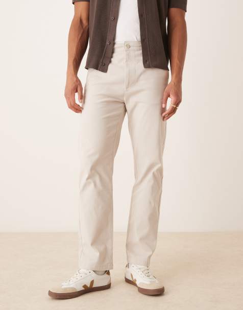 ASOS DESIGN straight chinos in stone - view 1