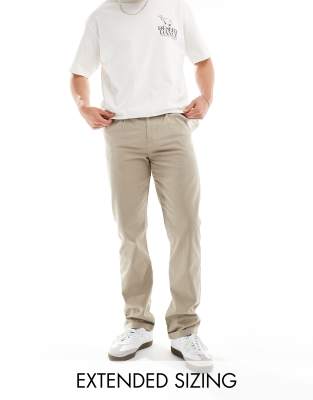 Asos Design Straight Chinos In Washed Beige-neutral