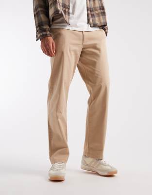 ASOS DESIGN straight chinos in washed beige-Neutral