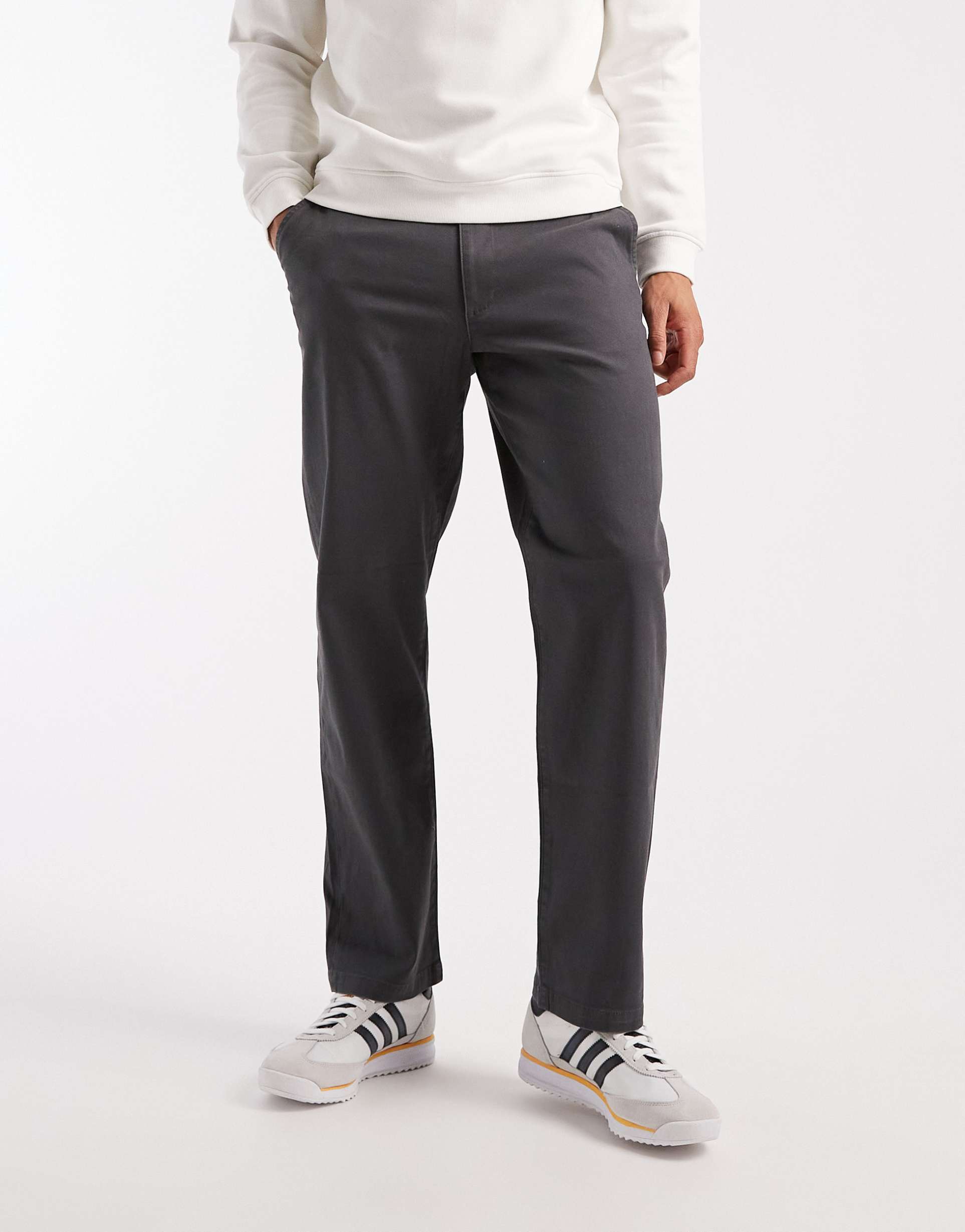 ASOS DESIGN straight chinos in washed black