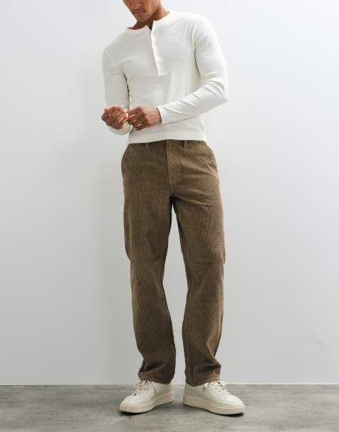ASOS DESIGN straight corduroy trousers in brown