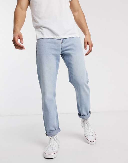 ASOS DESIGN straight crop jeans in light wash blue