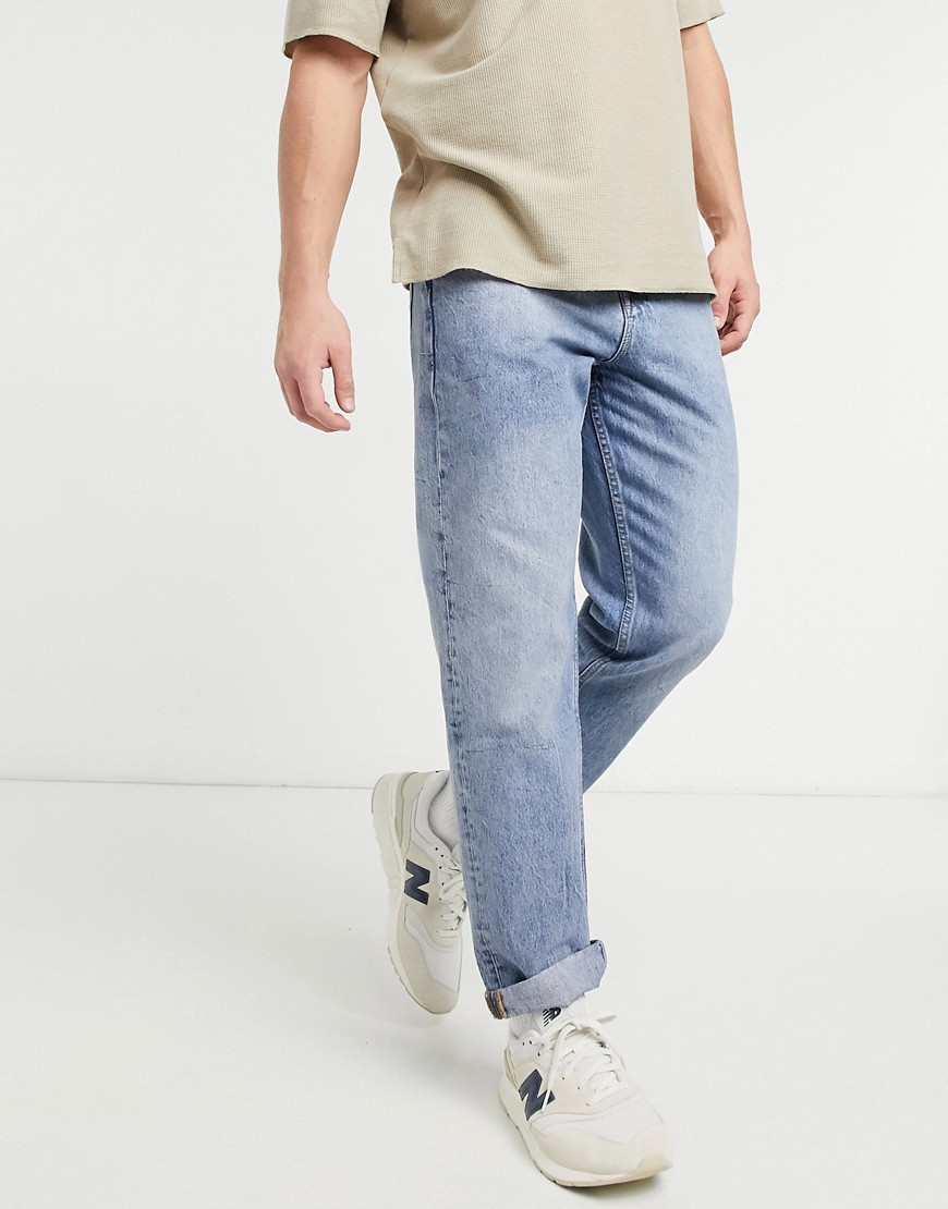 ASOS DESIGN straight crop jeans in vintage mid wash blue-Blues