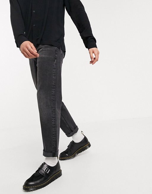 ASOS DESIGN straight crop jeans in washed black