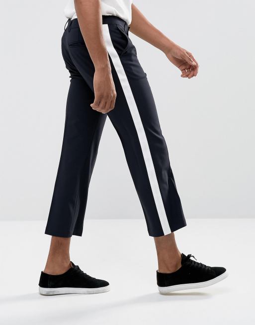 White side store stripe trousers