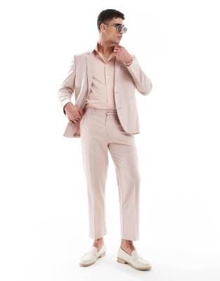 ASOS DESIGN ASOS DESIGN straight cropped length suit trousers in dusty pink