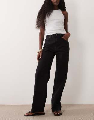 Asos Design Straight Cut Wide Leg Jeans In Multi