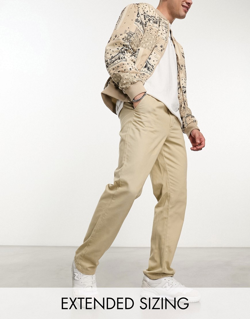 ASOS DESIGN straight essential chinos in stone-Neutral