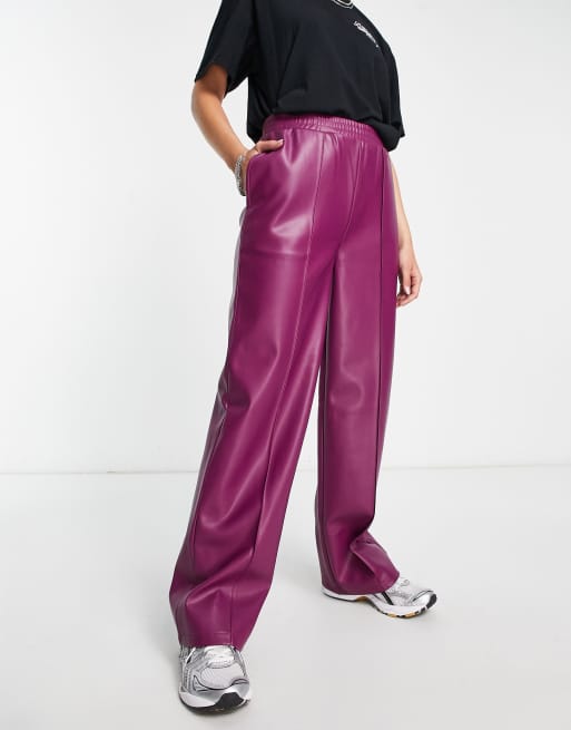 Zara faux leather online jogging trousers