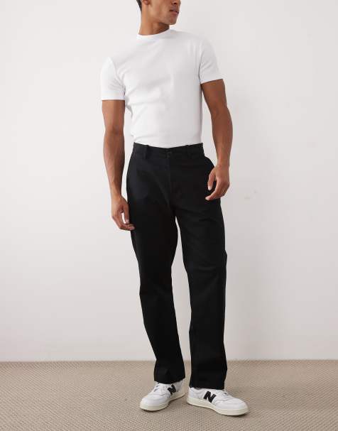 ASOS DESIGN straight fit chino in black - view 1