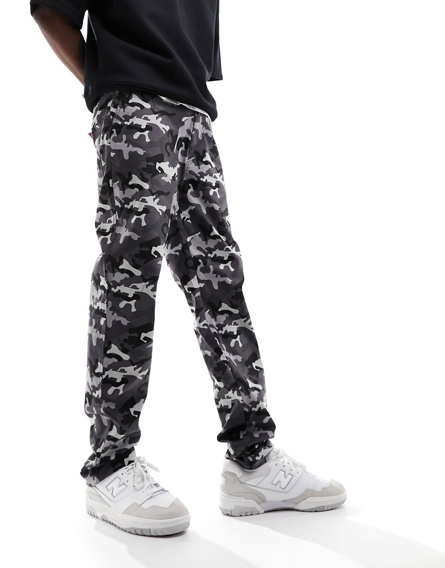 Asos Design Straight Fit Chino Pants In Camo Print-gray