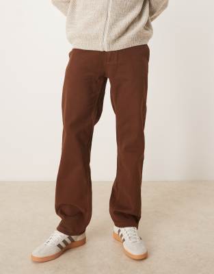 Asos Design Straight Fit Chinos In Brown