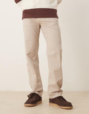 Asos Design Straight Fit Chinos In Neutral