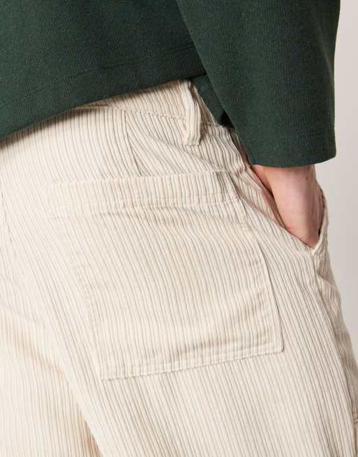 ASOS DESIGN straight fit cord pants in cream 