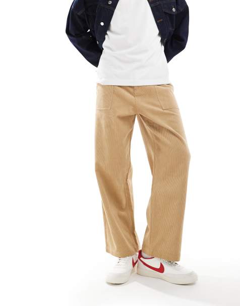 ASOS DESIGN straight fit cord trousers in beige - view 1