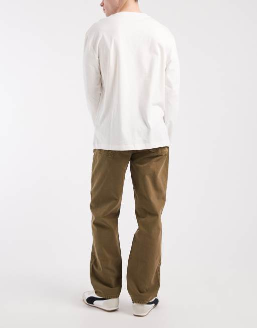 ASOS DESIGN straight fit jeans in washed khaki, 2 of 5