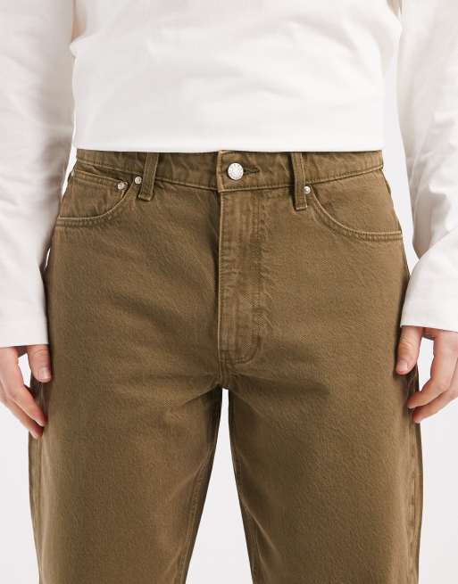 ASOS DESIGN straight fit jeans in washed khaki, 5 of 5