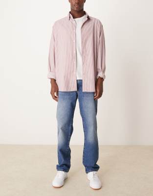 Asos Design Straight Fit Jeans With Grunge Wash-blue