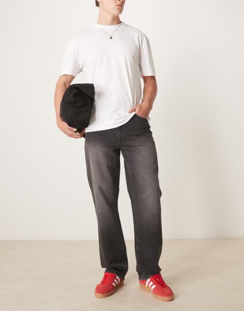 ASOS DESIGN straight fit jeans with stretch in washed black - view 1