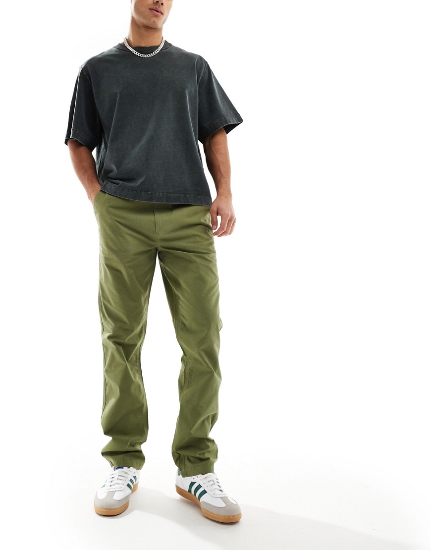 Asos Design Straight Fit Ripstop Pants In Olive Green - Part Of A Set