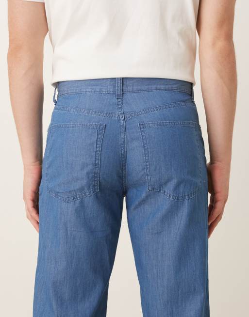 ASOS DESIGN straight fit trousers in chambray , 5 of 5