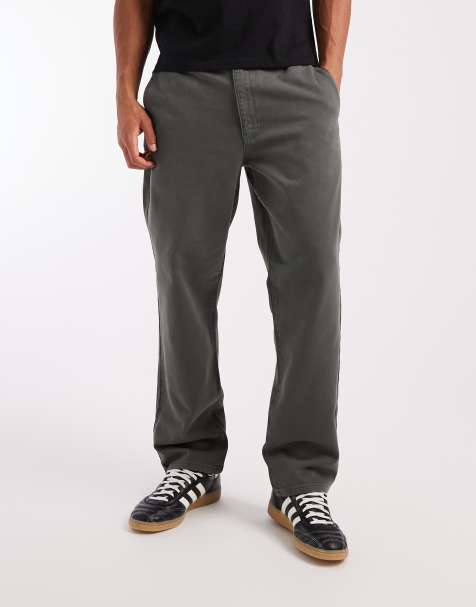 ASOS DESIGN straight fit trousers in charcoal