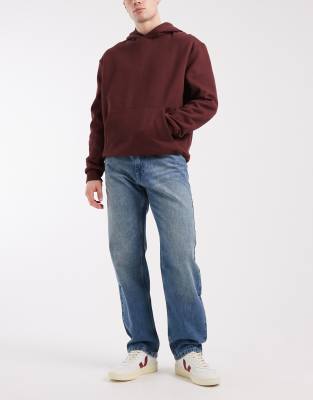Asos Design Straight Jean In Burgundy