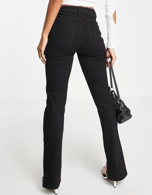 ASOS DESIGN straight jean with split hem in black