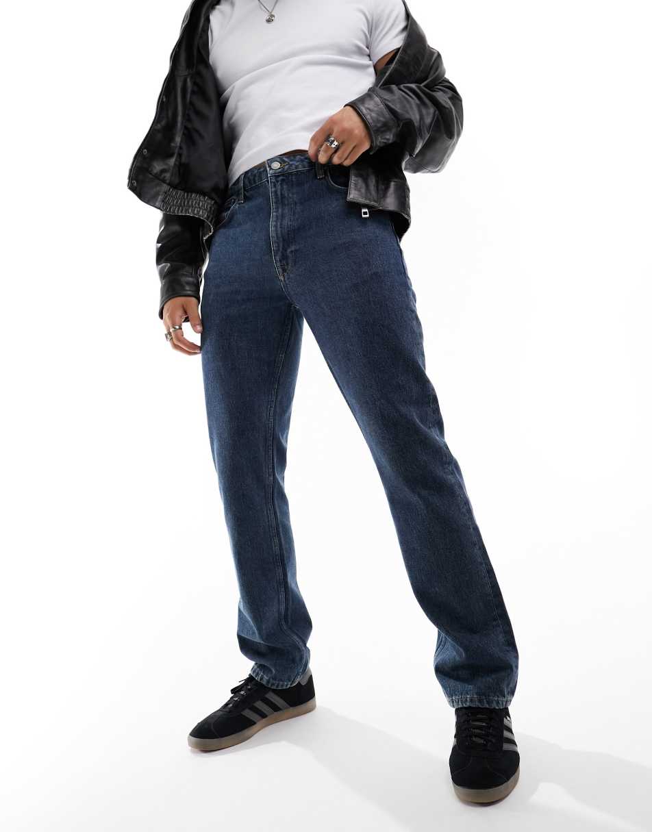 ASOS DESIGN straight jeans in authentic vintage wash in flat dark wash
