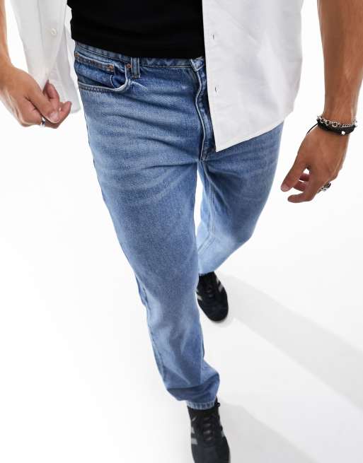 ASOS DESIGN straight jeans in authentic vintage wash in mid wash blue ASOS