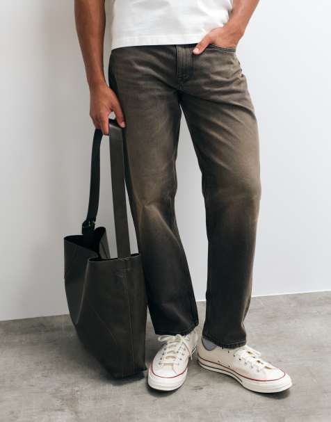 ASOS DESIGN – Straight Jeans in brauner Vintage-Waschung - view 1