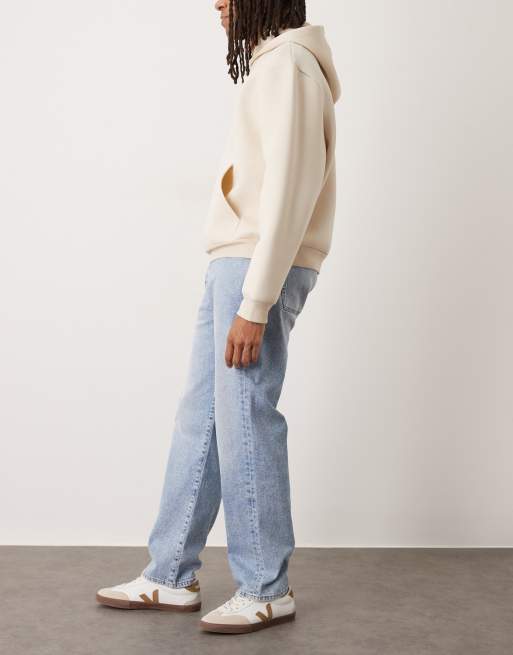 ASOS DESIGN straight jeans in light wash blue
